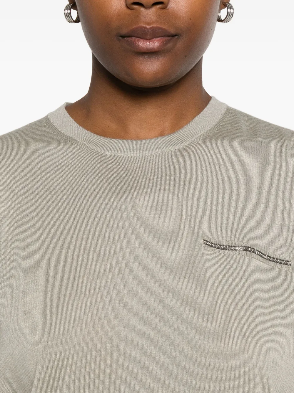 Top Peserico Embellished Short-Sleeved gri - imagine 5