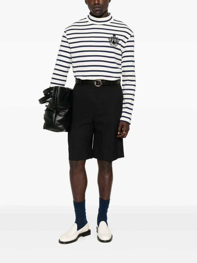 Alternative view of Bluza Balmain striped long-sleeve alb-negru