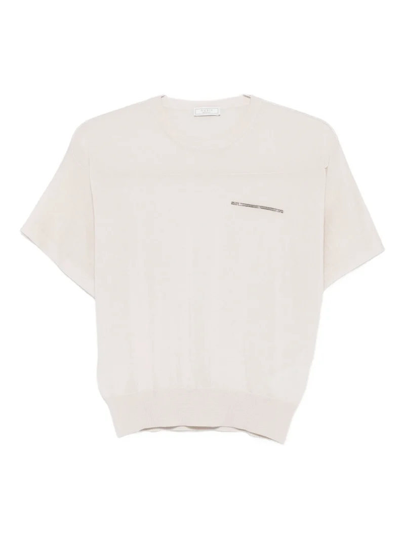 Bluza Peserico fine-knit short-sleeve bej