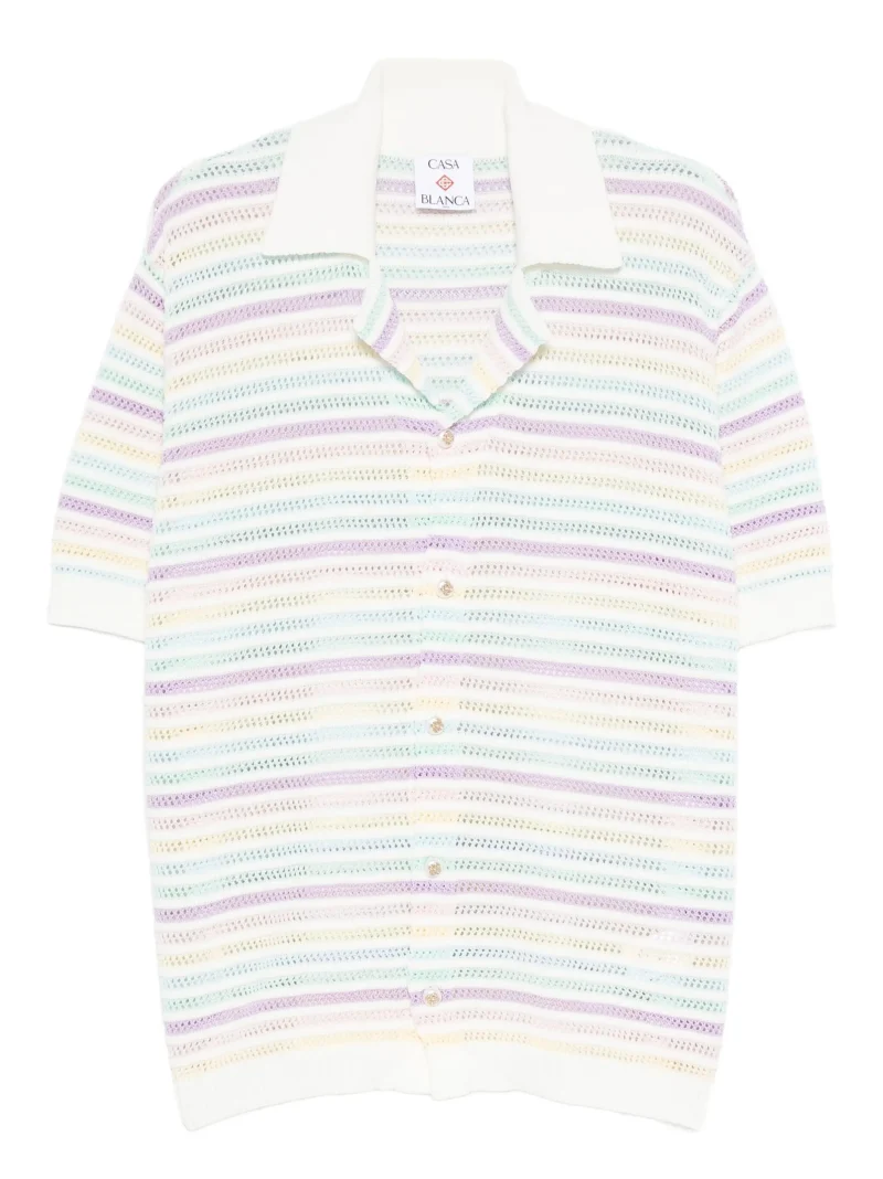 Camasa Casablanca striped short-sleeve alb