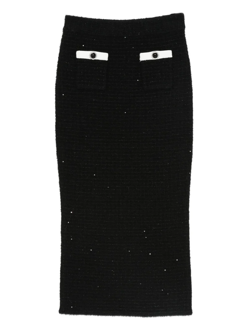 Fusta Self-Portrait button-pocket negru