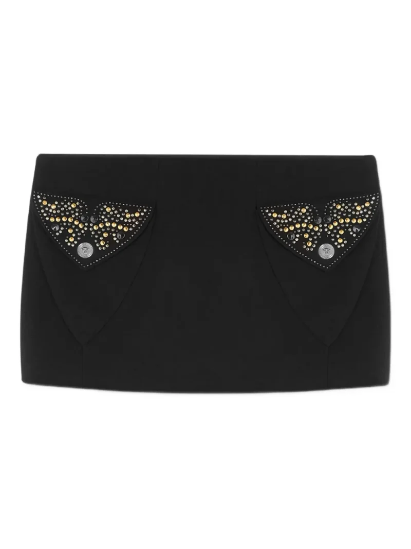 Fusta mini Versace embellished-pocket negru