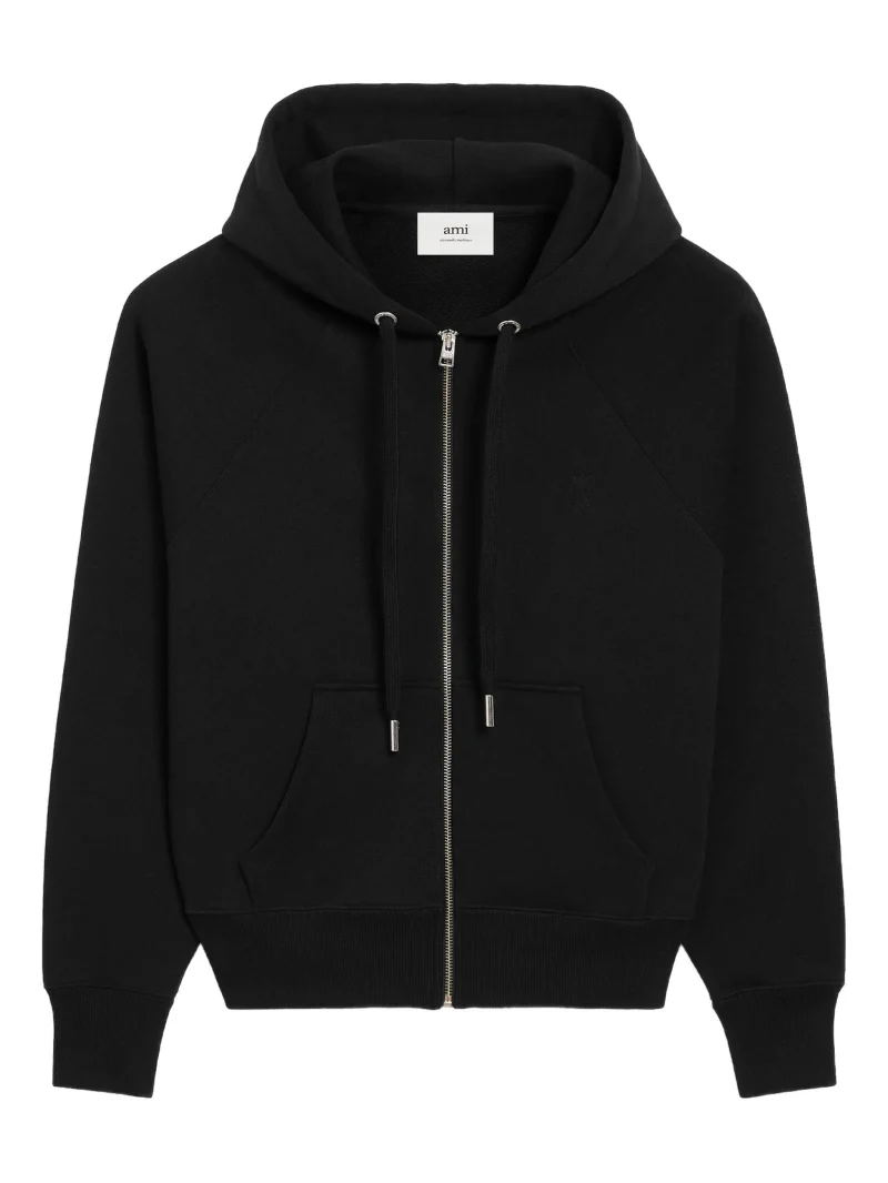 Hanorac AMI Paris zip-up cotton negru