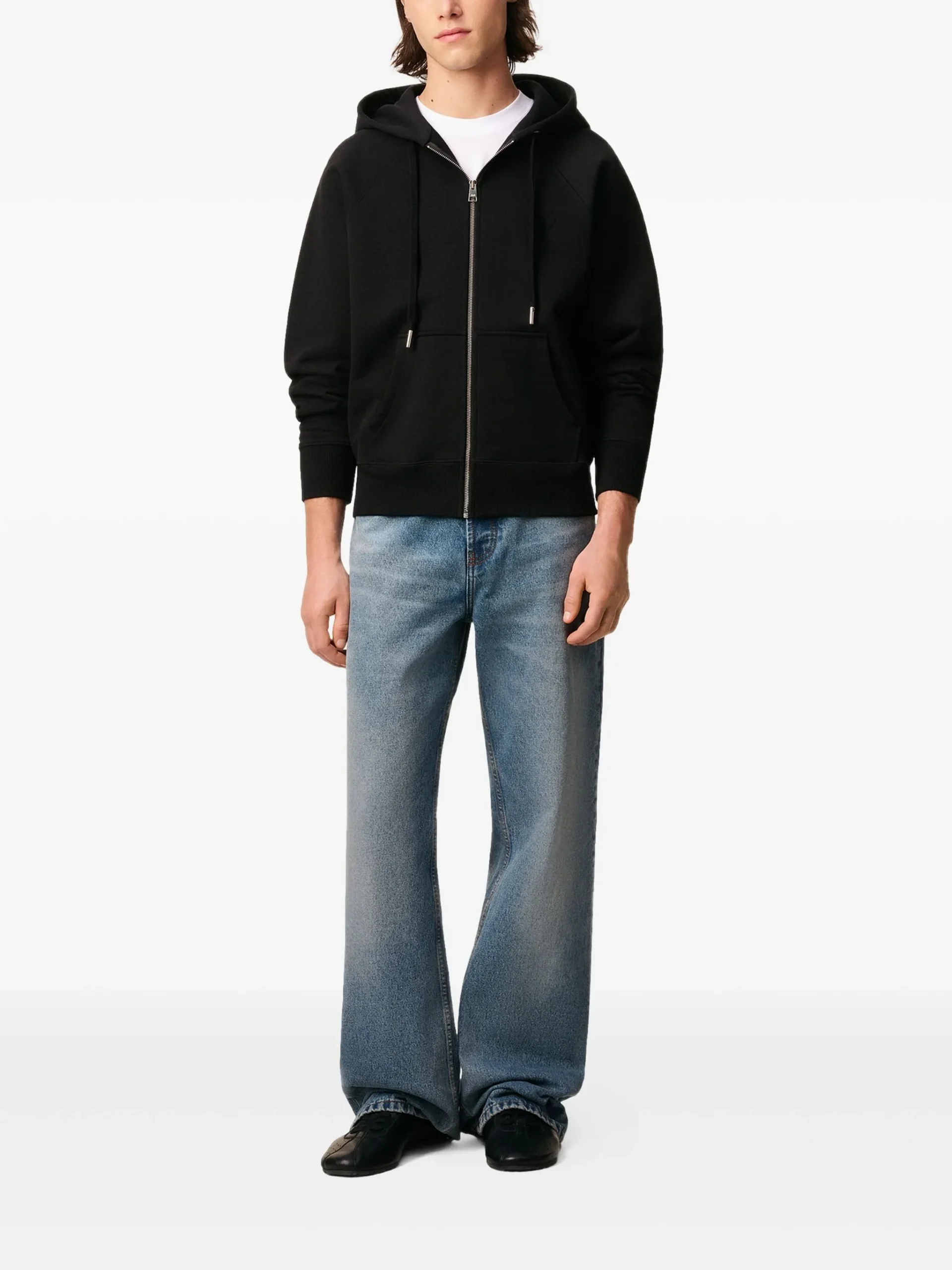 Hanorac AMI Paris zip-up cotton negru - imagine 2