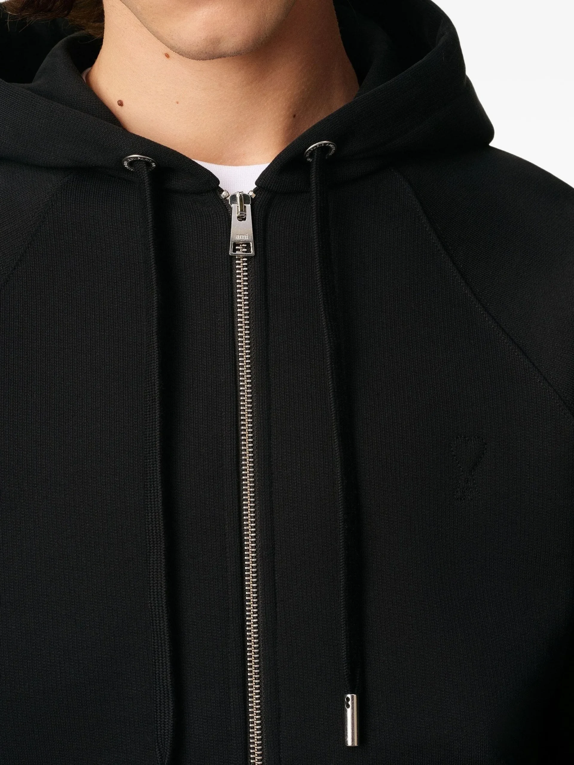 Hanorac AMI Paris zip-up cotton negru - imagine 5