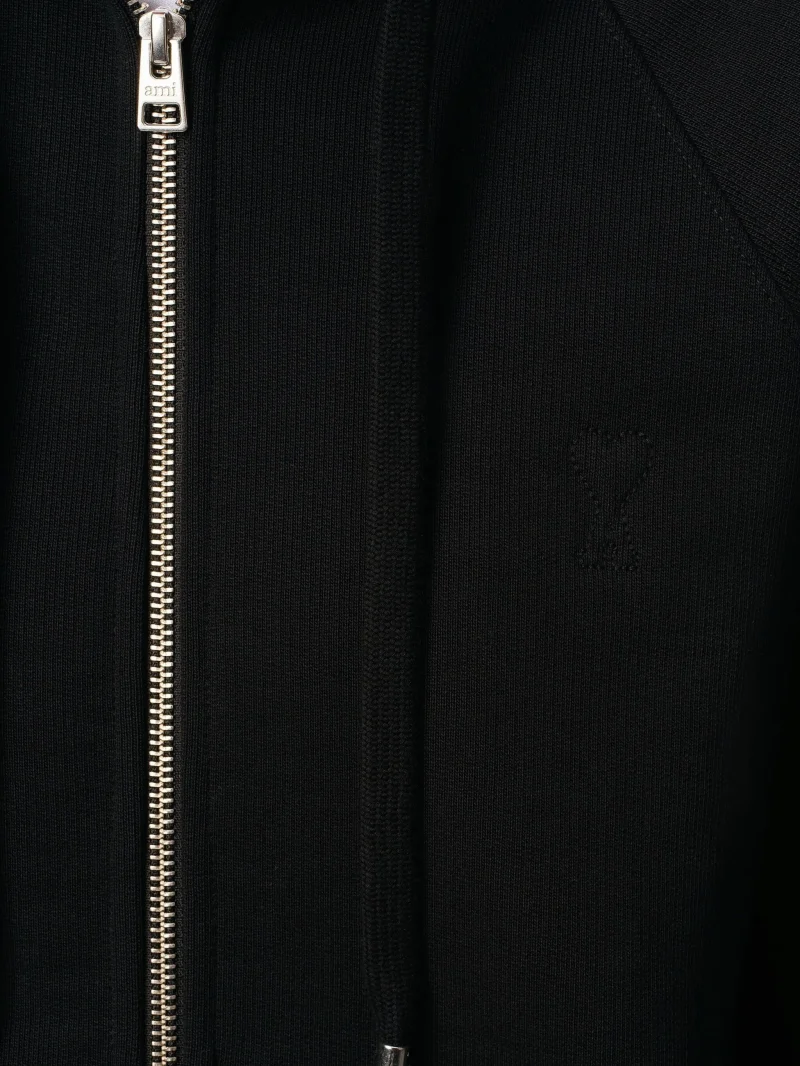 Hanorac AMI Paris zip-up cotton negru - imagine 4