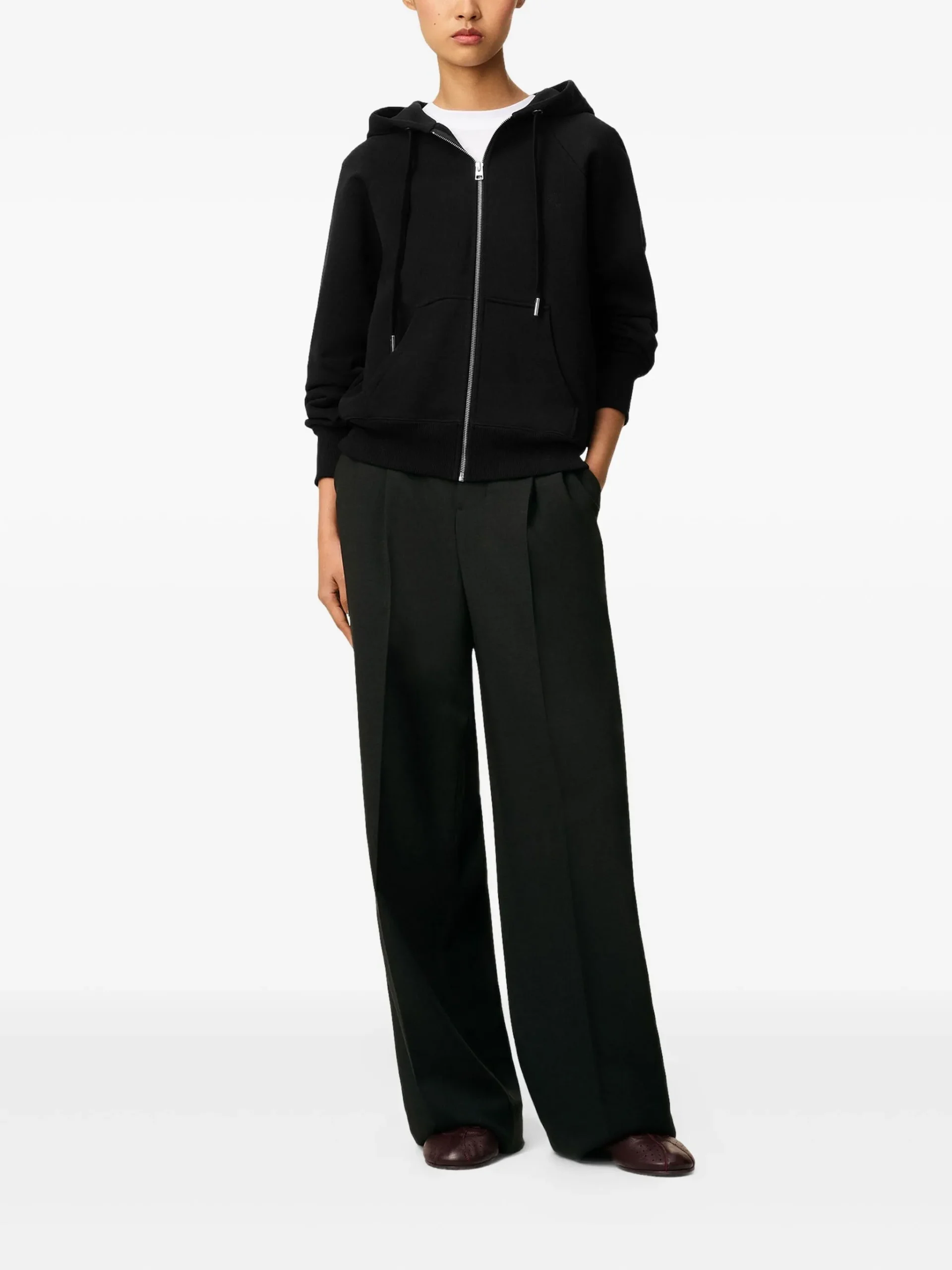 Hanorac AMI Paris zip-up cotton negru - imagine 3