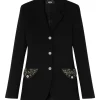 Jacheta Versace embellished pocket wool negru