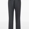 Pantaloni AMI Paris elasticated-waist wool gri