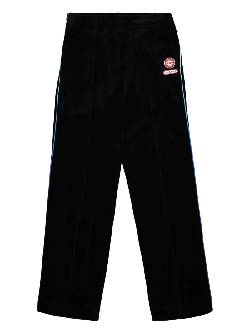 Pantaloni Casablanca side-stripe velour track negru