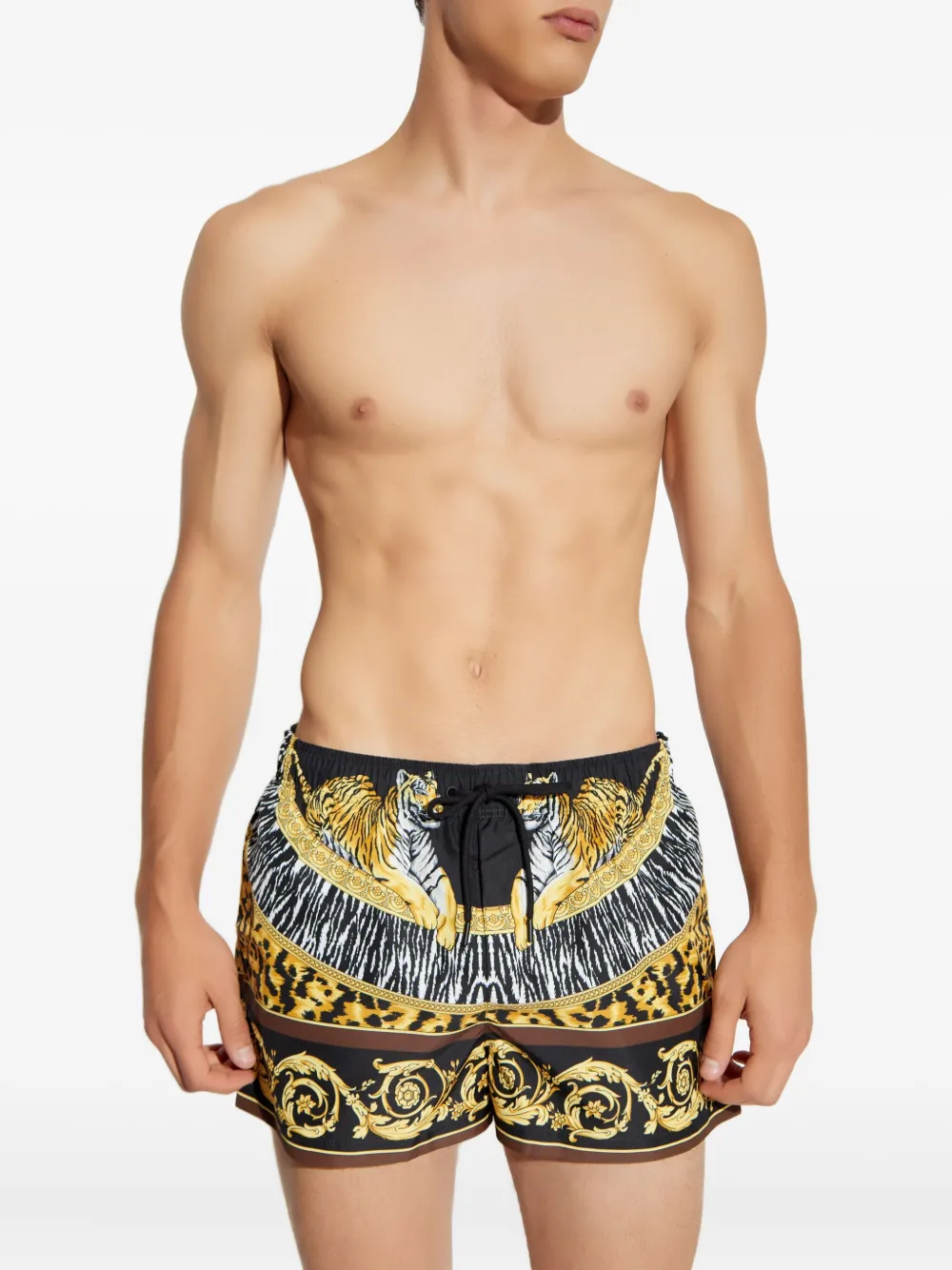 Pantaloni scurti Versace tiger baroque-print multicolor