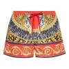 Pantaloni scurti Versace tiger-print drawstring rosu