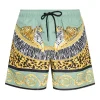 Pantaloni scurti tiger-print drawstring albastru
