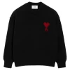 Pulover AMI Paris crew-neck wool negru