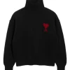 Pulover AMI Paris funnel-neck wool negru