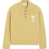 Pulover AMI Paris long-sleeved polo galben