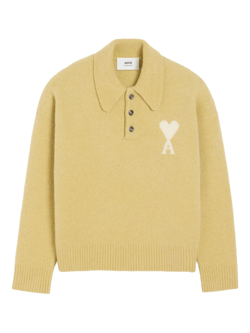 Pulover AMI Paris long-sleeved polo galben