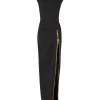 Rochie maxi Balmain zip-detail shoulder-pad negru