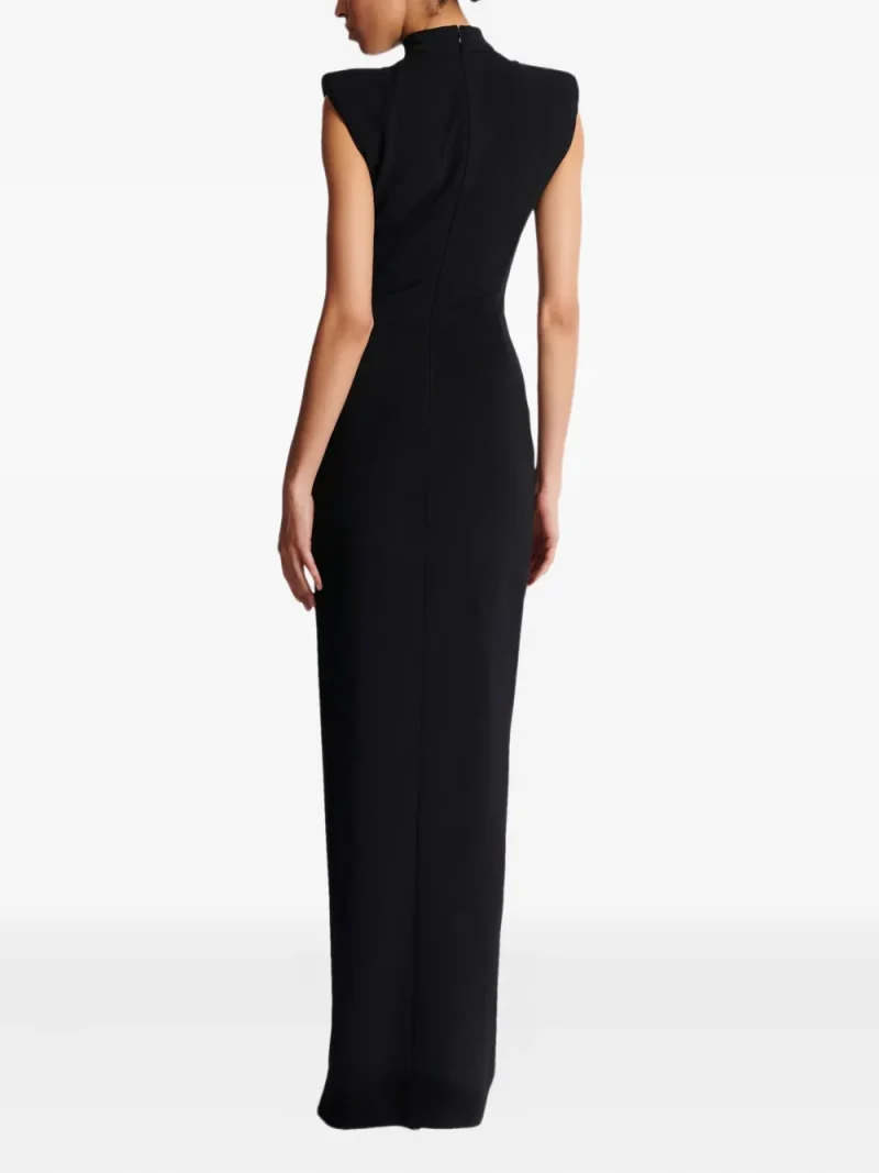 Rochie maxi Balmain zip-detail shoulder-pad negru - imagine 4