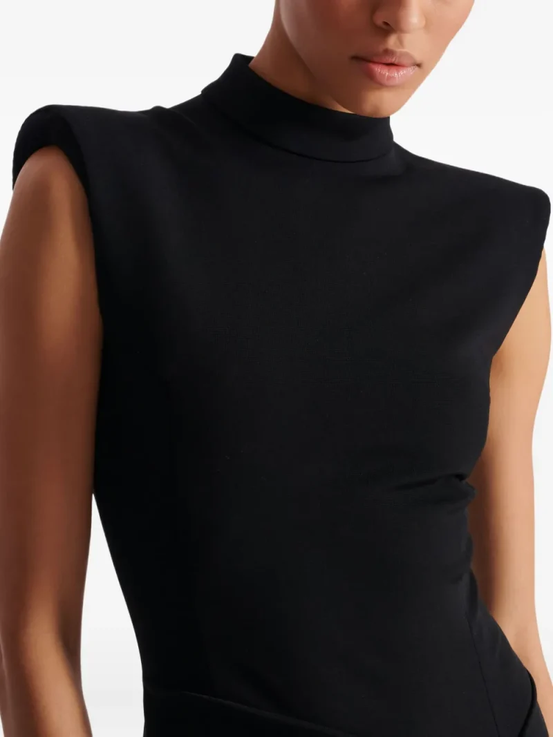 Rochie maxi Balmain zip-detail shoulder-pad negru - imagine 3