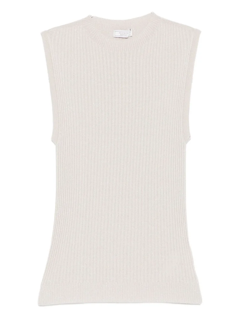 Top Peserico crew-neck ribbed knitted bej