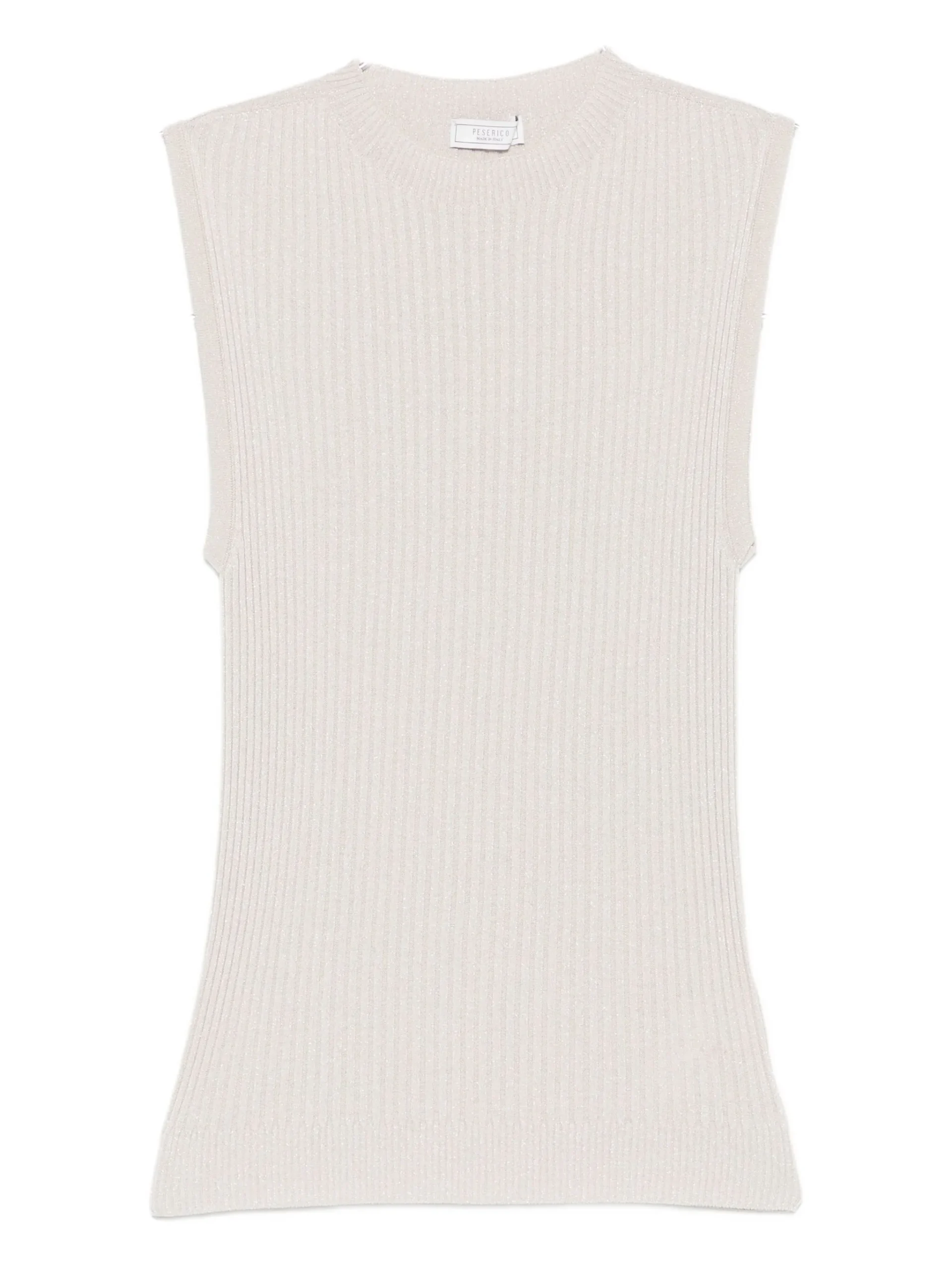 Top Peserico crew-neck ribbed knitted bej