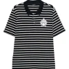 Tricou polo Balmain striped-pattern alb-negru
