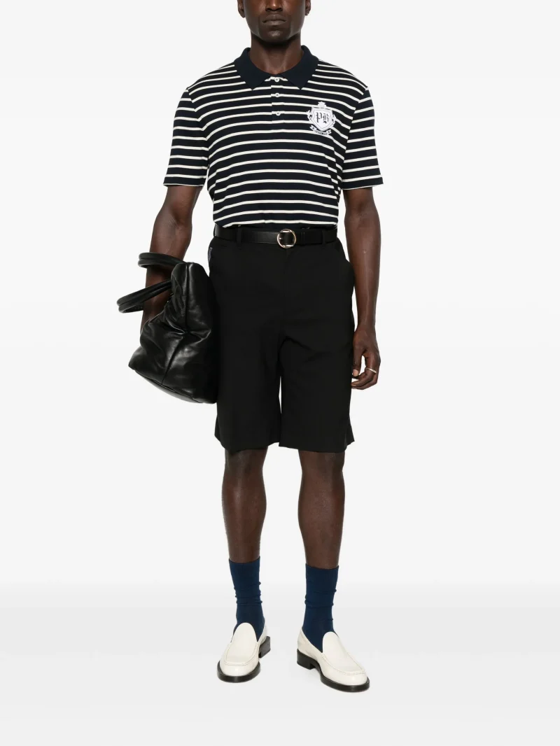 Alternative view of Tricou polo Balmain striped-pattern alb-negru