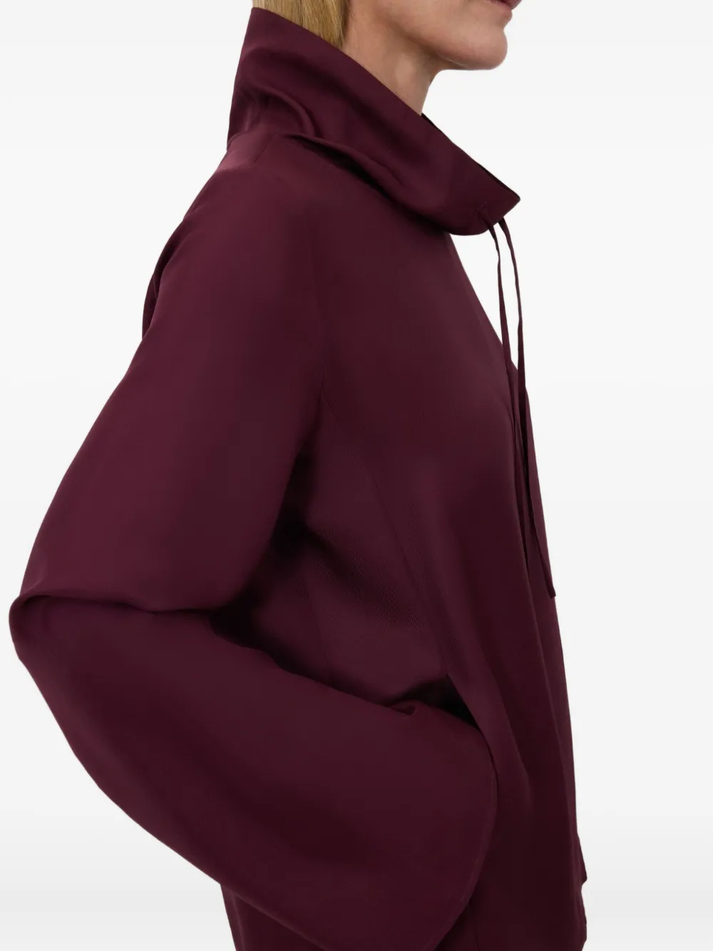 Bluza LouLou de Saison Drawstring-Neck Wide-Sleeve visiniu - imagine 5