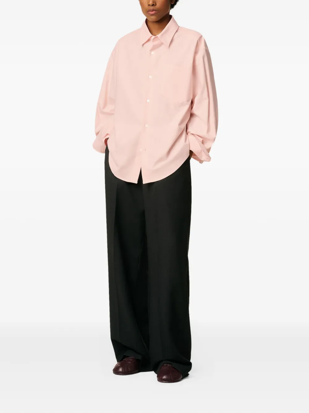 Camasa Ami Paris Ami De Coeur Embossed Cotton Boxy roz - imagine 5