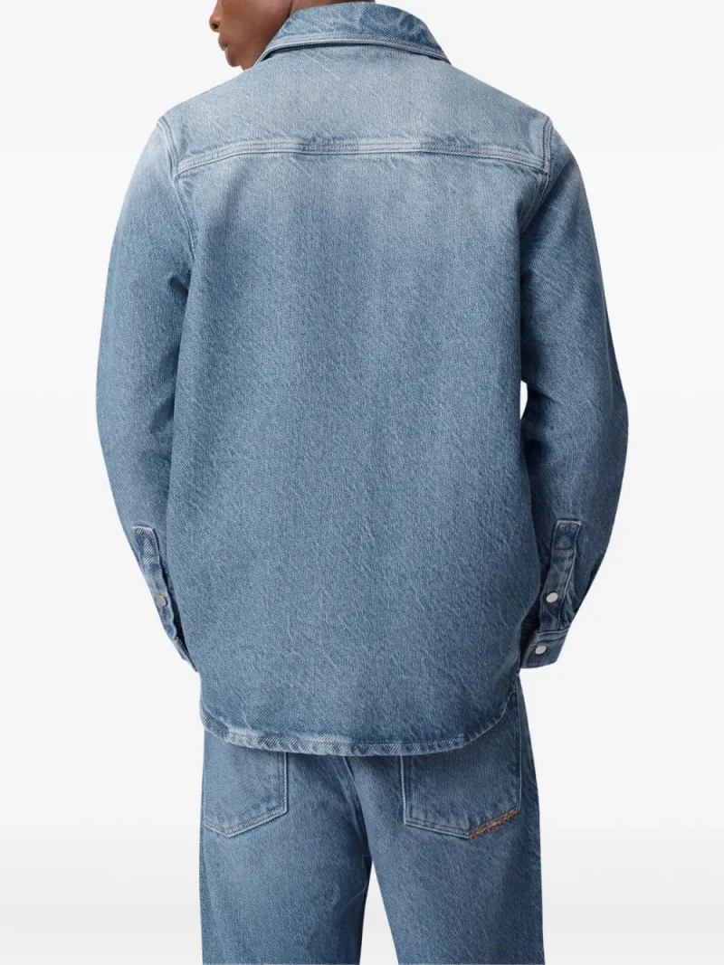 Alternative view of Camasa Axel Arigato Embroidered-Logo Denim albastru