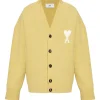 Cardigan AMI Paris "Ami de Coeur" logo galben
