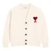 Cardigan AMI Paris "Ami De Coeur" wool ecru