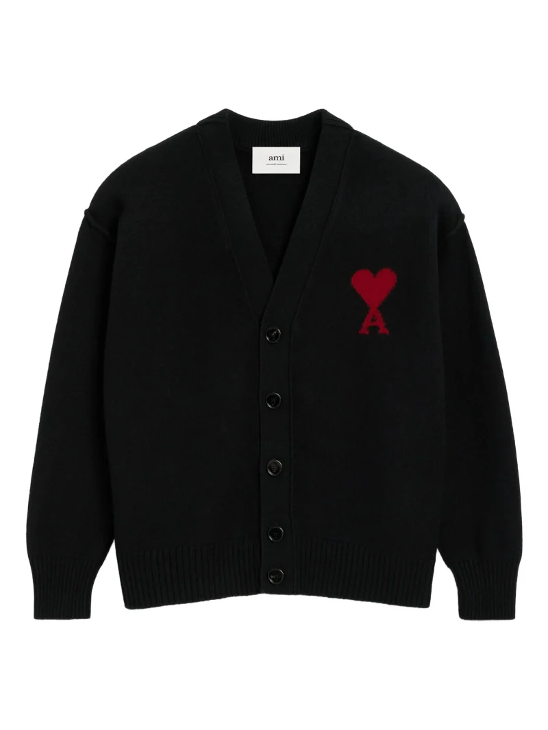 Cardigan AMI Paris Ami De Coeur Wool negru