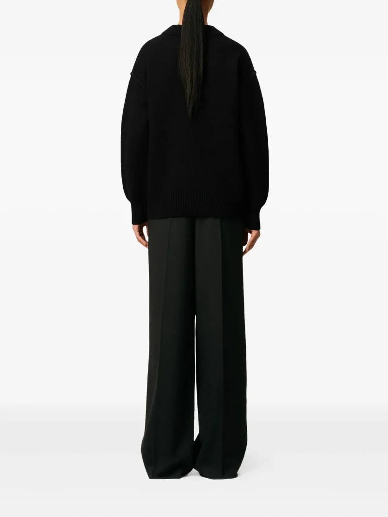 Cardigan AMI Paris Ami De Coeur Wool negru - imagine 5
