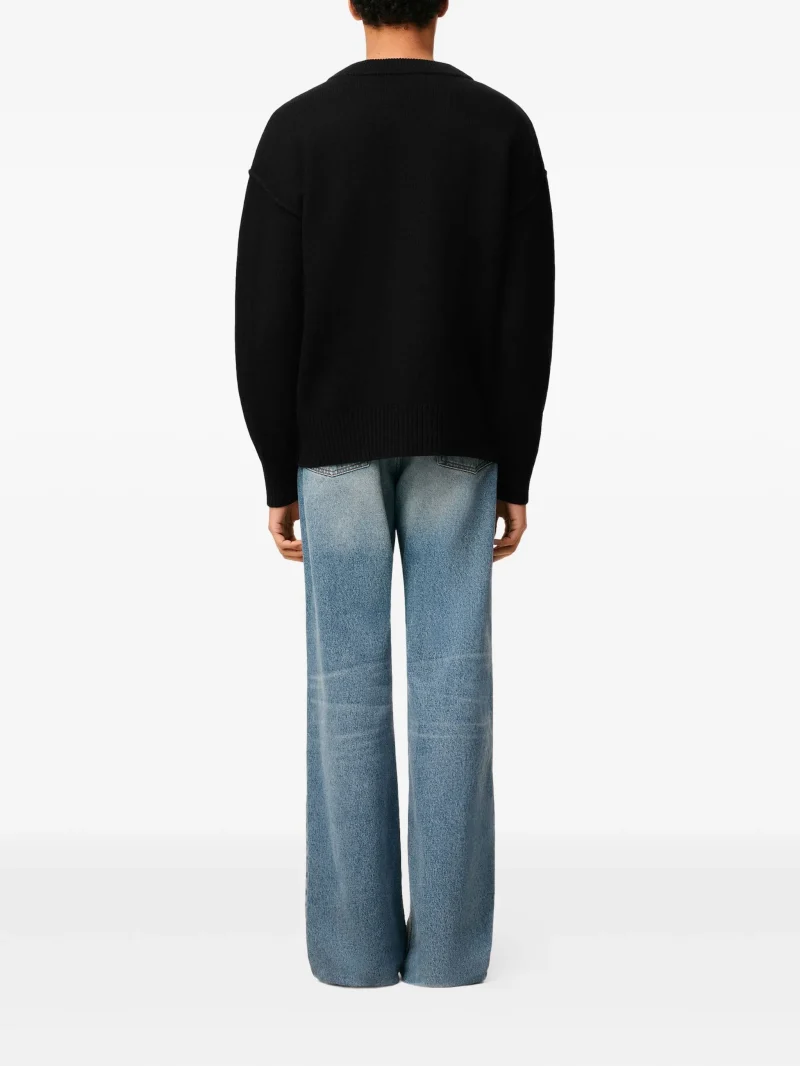 Cardigan AMI Paris Ami De Coeur Wool negru - imagine 4