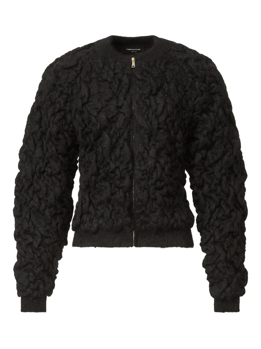Cardigan Fabiana Filippi Bubble-Knit Zip-Front negru