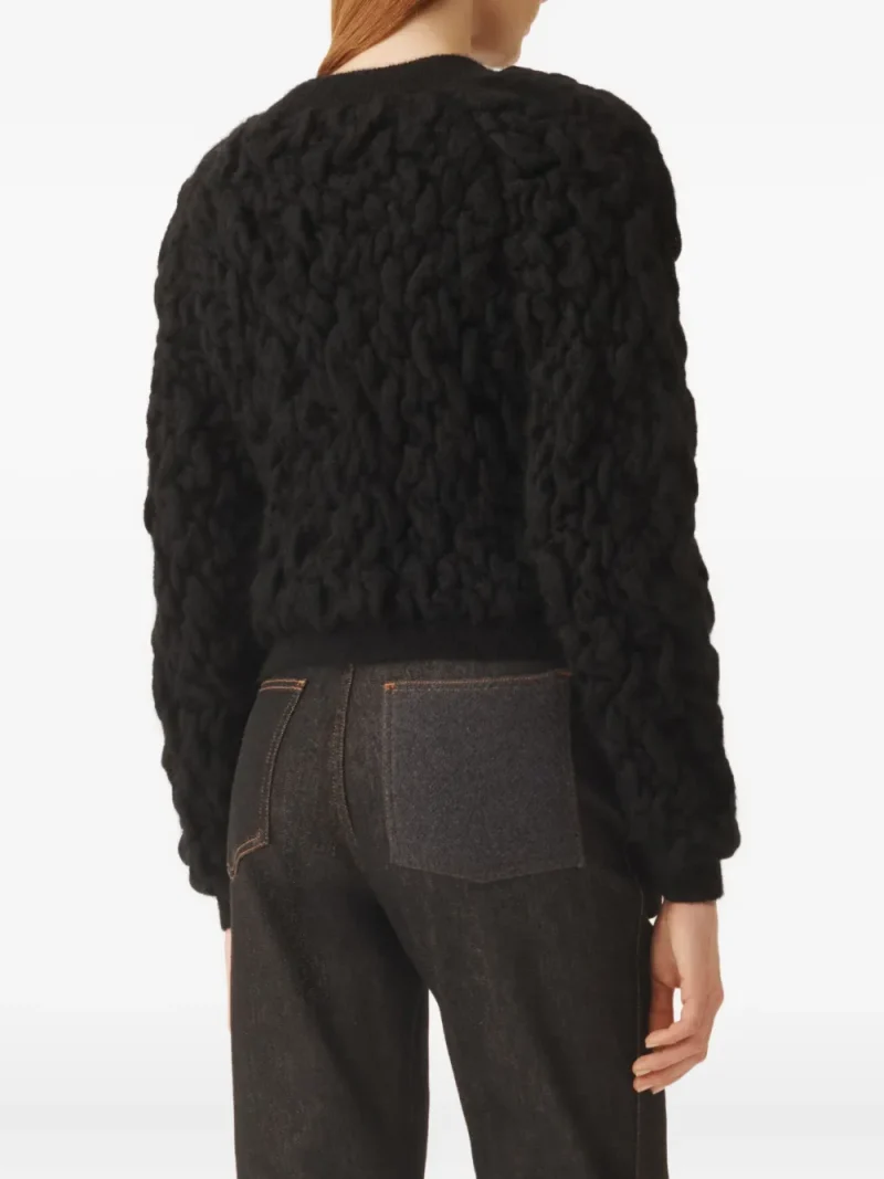 Alternative view of Cardigan Fabiana Filippi Bubble-Knit Zip-Front negru