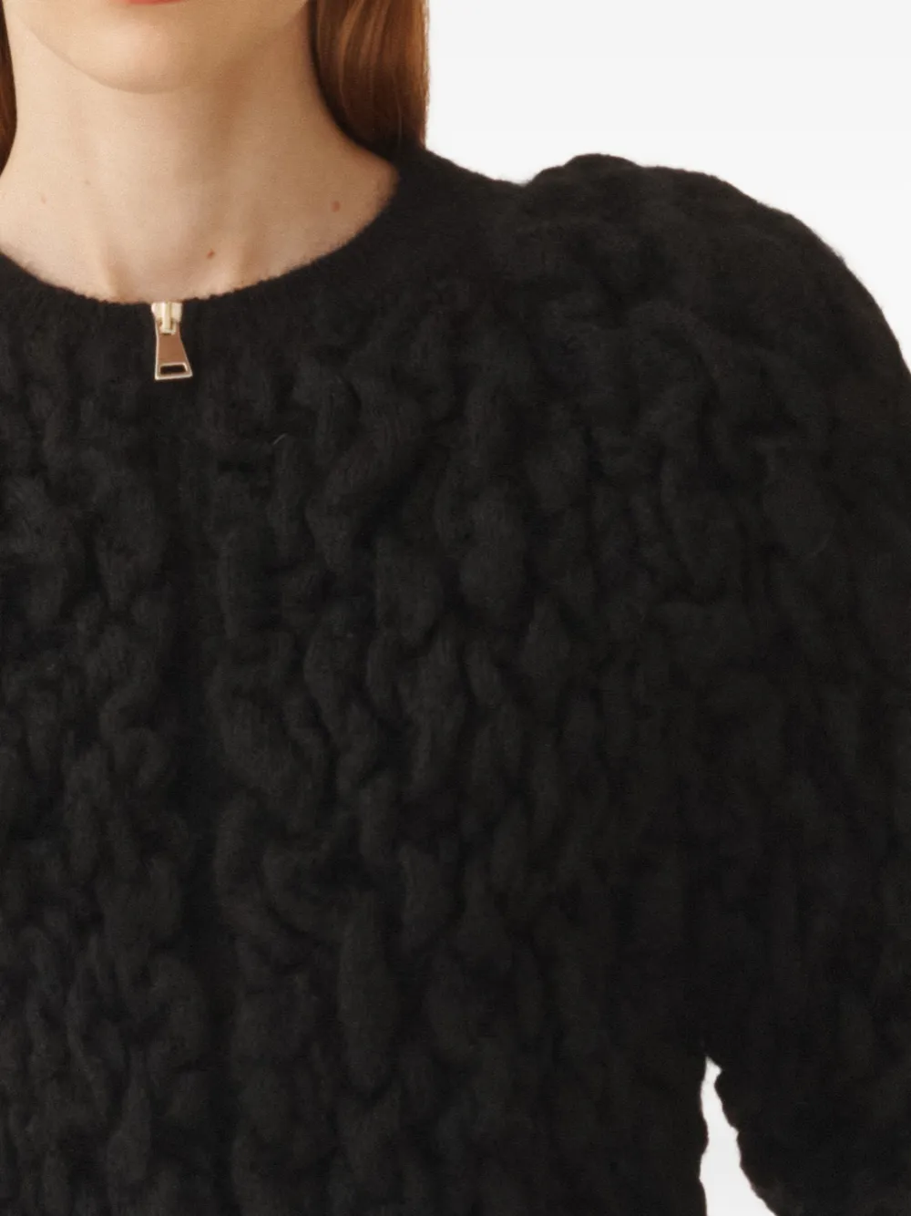 Cardigan Fabiana Filippi Bubble-Knit Zip-Front negru - imagine 5