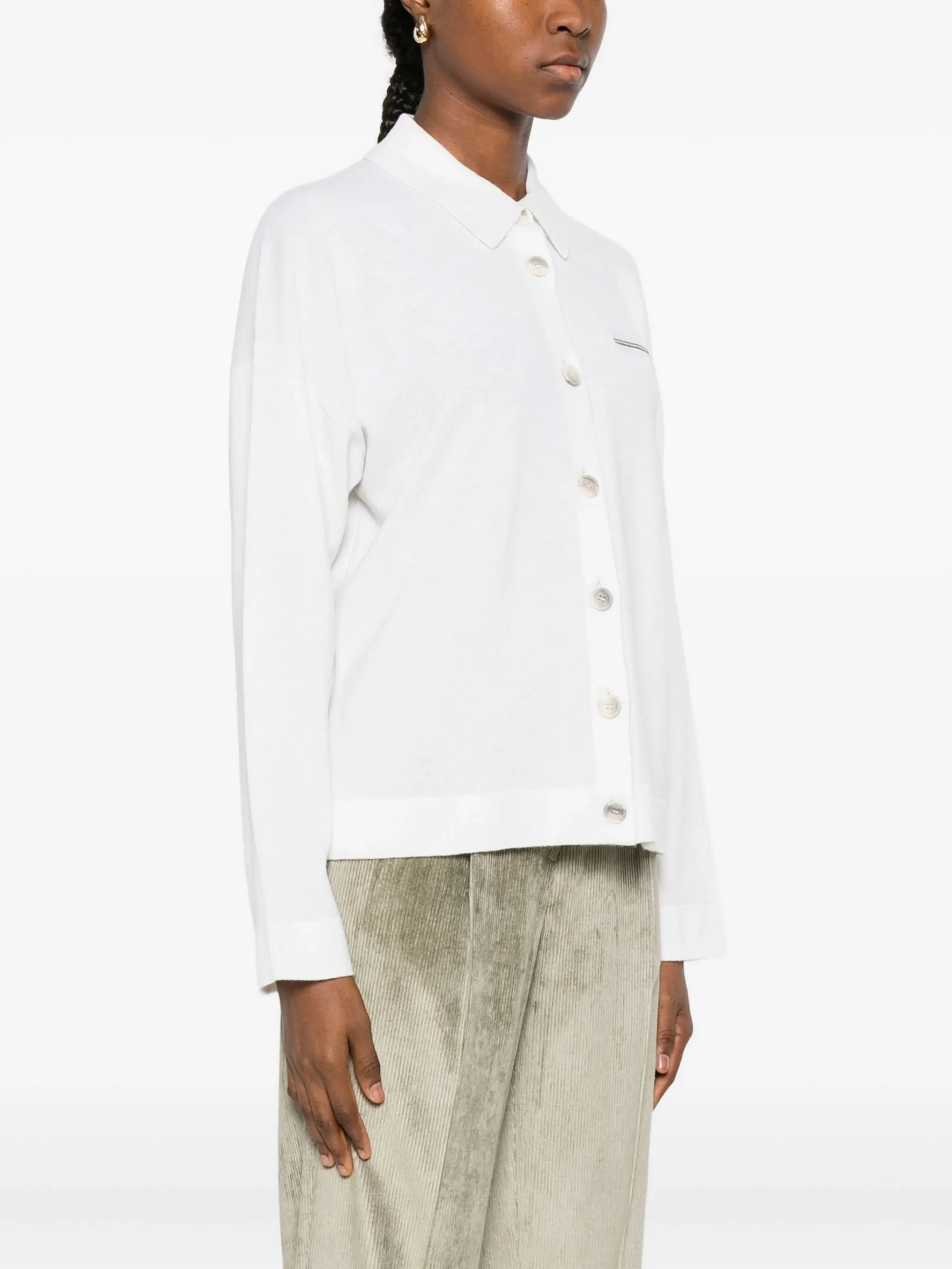 Cardigan Peserico buttoned alb - imagine 5