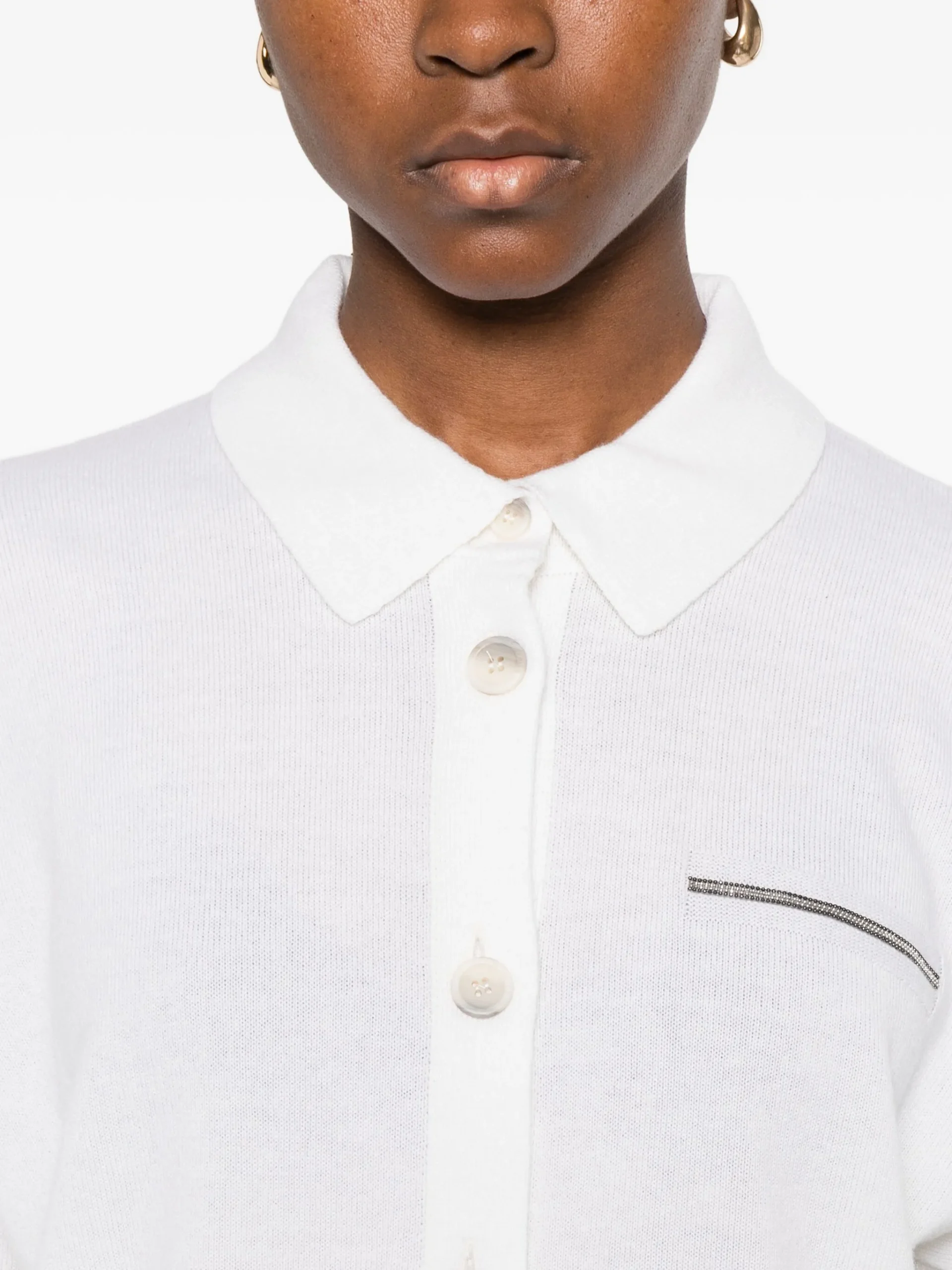 Cardigan Peserico buttoned alb - imagine 3