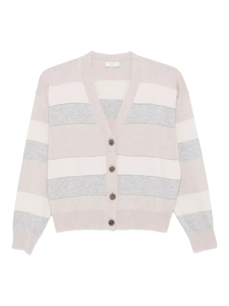 Cardigan Peserico Striped Button-Up bej