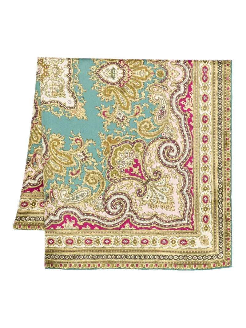 Esarfa Alemais Paisley-Patterned Silk verde