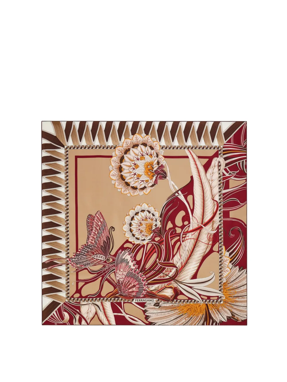 Esarfa Ferragamo Butterfly-Print Silk bej