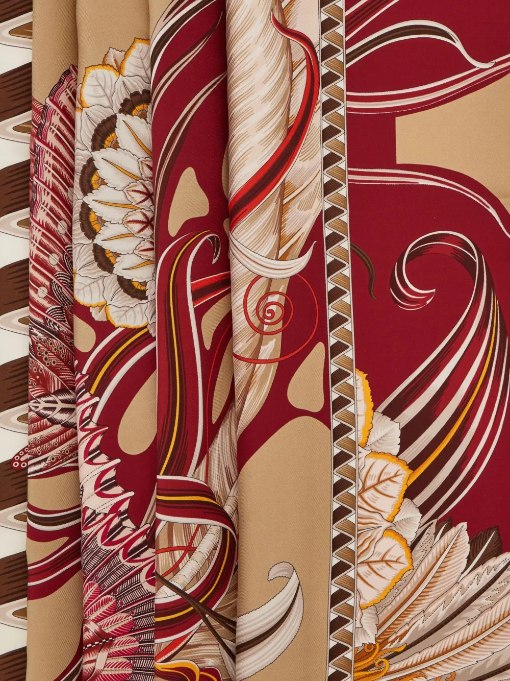 Esarfa Ferragamo Butterfly-Print Silk bej - imagine 3