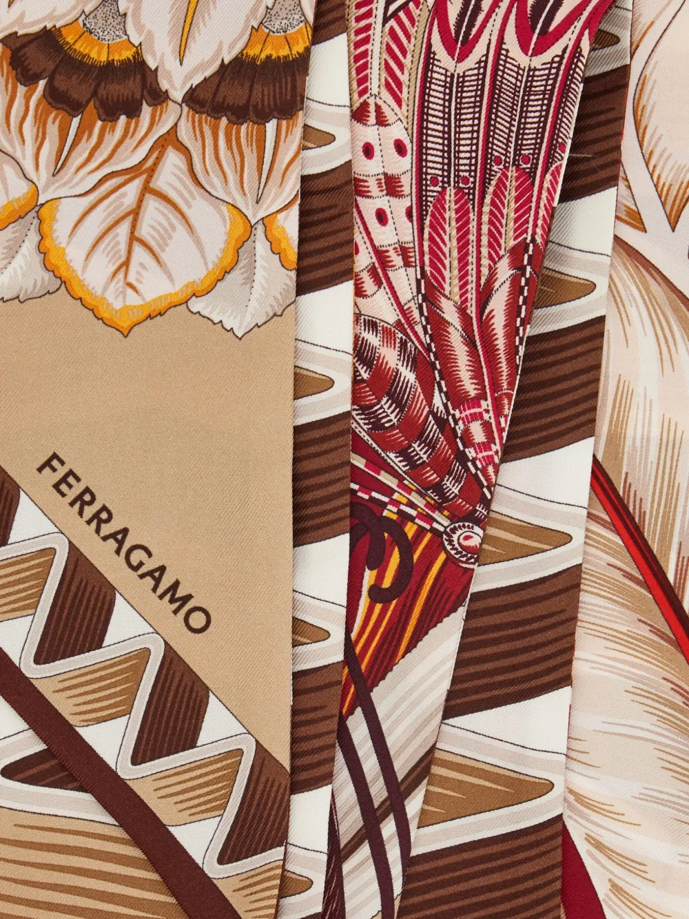 Esarfa Ferragamo Floral-print Silk bej - imagine 3