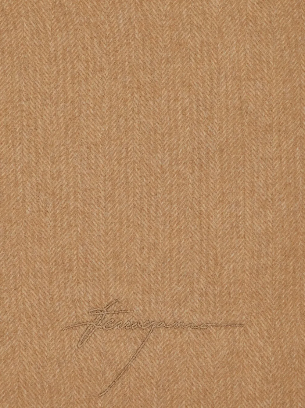 Fular Ferragamo Chevron-Pattern Fringed bej - imagine 3