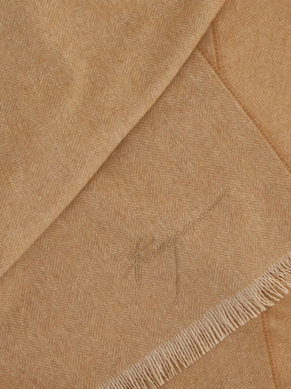 Fular Ferragamo Chevron-Pattern Fringed bej - imagine 4