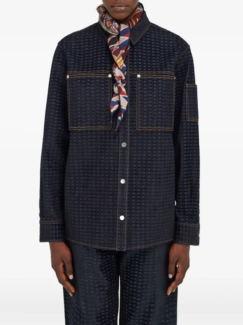 Alternative view of Fular Ferragamo Diamond-Shaped Floral-Print bleumarin