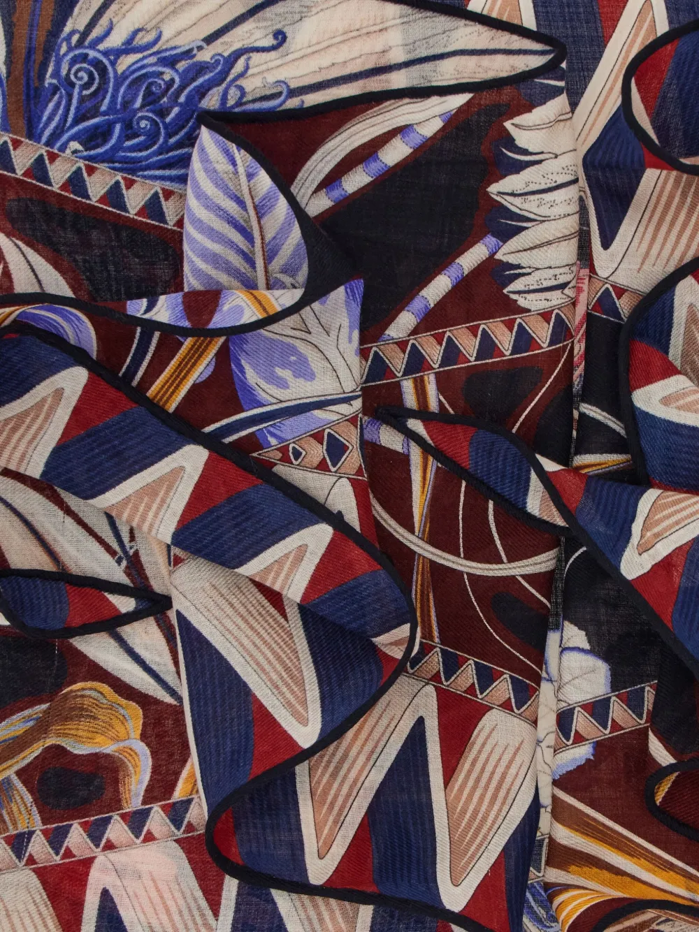 Fular Ferragamo Diamond-Shaped Floral-Print bleumarin - imagine 3